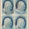 1c blue Franklin type IV block of four