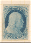 1c blue Franklin single