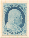 1c blue Franklin type IV single