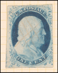 1c blue Franklin single