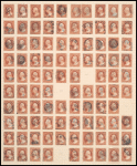 3c orange brown Washington reconstructed pane of 100