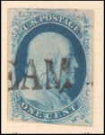 1c blue Franklin type II single