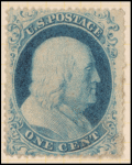 1c blue Franklin single