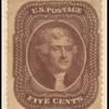5c brown Jefferson single