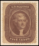 5c brown Jefferson single