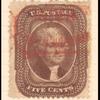 5c brown Jefferson single