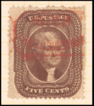 5c brown Jefferson single