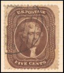 5c brown Jefferson single