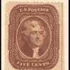 5c orange brown Jefferson single
