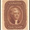 5c orange brown Jefferson single