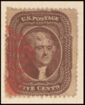 5c brown Jefferson single
