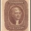 5c brown Jefferson single