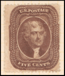 5c brown Jefferson single