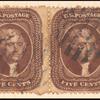 5c brown Jefferson pair