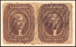 5c brown Jefferson pair
