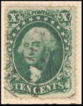 10c green Washington Type I single