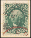 10c green Washington Type I single
