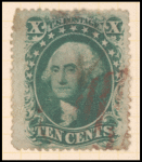 10c green Washington Type V single