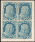 1c Franklin Type II block of four