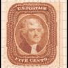 5c orange brown Jefferson reprint single