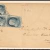 1c blue Franklin L-shaped block of three on cover