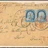 1c blue Franklin pair on cover with 3 cent 1851