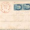 1c blue Franklin vertical pair on cover