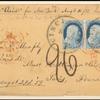 1c blue Franklin pair with 3c 1851 on cover