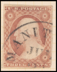 3c dull red Washington type I single