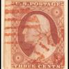3c dull red Washington type I single