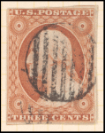 3c dull red Washington Type I single