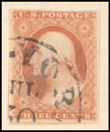 3c dull red Washington Type I single
