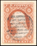 3c dull red Washington type I single