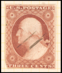 3c dull red Washington Type I single