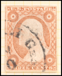 3c dull red Washington Type I single
