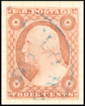 3c dull red Washington Type I single