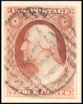 3c dull red Washington Type I single