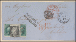 10c yellow green Washington (2), 2c black Jackson on cover