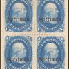 1c blue Franklin specimen block of four