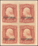 3c rose Washington specimen block of four