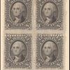 12c black Wasington specimen block of four