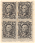 12c black Wasington specimen block of four