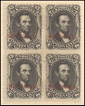 15c black Lincoln specimen block of four