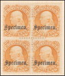 30c orange Franklin specimen block of four