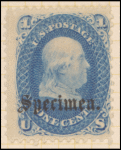 1c blue Franklin specimen single