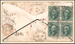 10c dark green Washington block of four on cover
