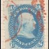 1c blue Franklin F. Grill single