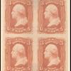 3c red Washington F. Grill block of four