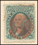 10c green Washington E. Grill single
