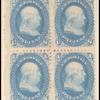 1c blue Franklin block of four